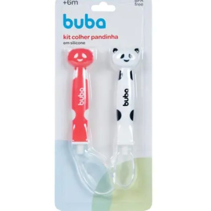 KIT 2 COLHERES EM SILICONE PANDINHA ROSA 08233-BUBA