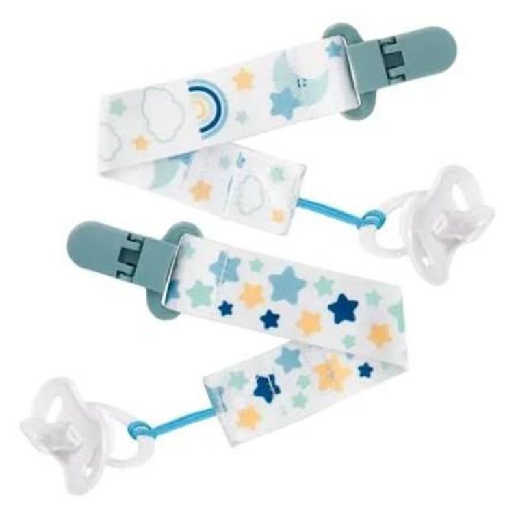 KIT 2 PRENDEDORES DE CHUPETA ESTRELAS AZUL 14499 - BUBA