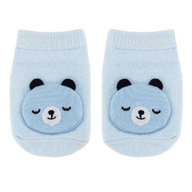 MEIA ANTIDERRAPANTE COM APLIQUE URSO AZUL - P 14541 - BUBA