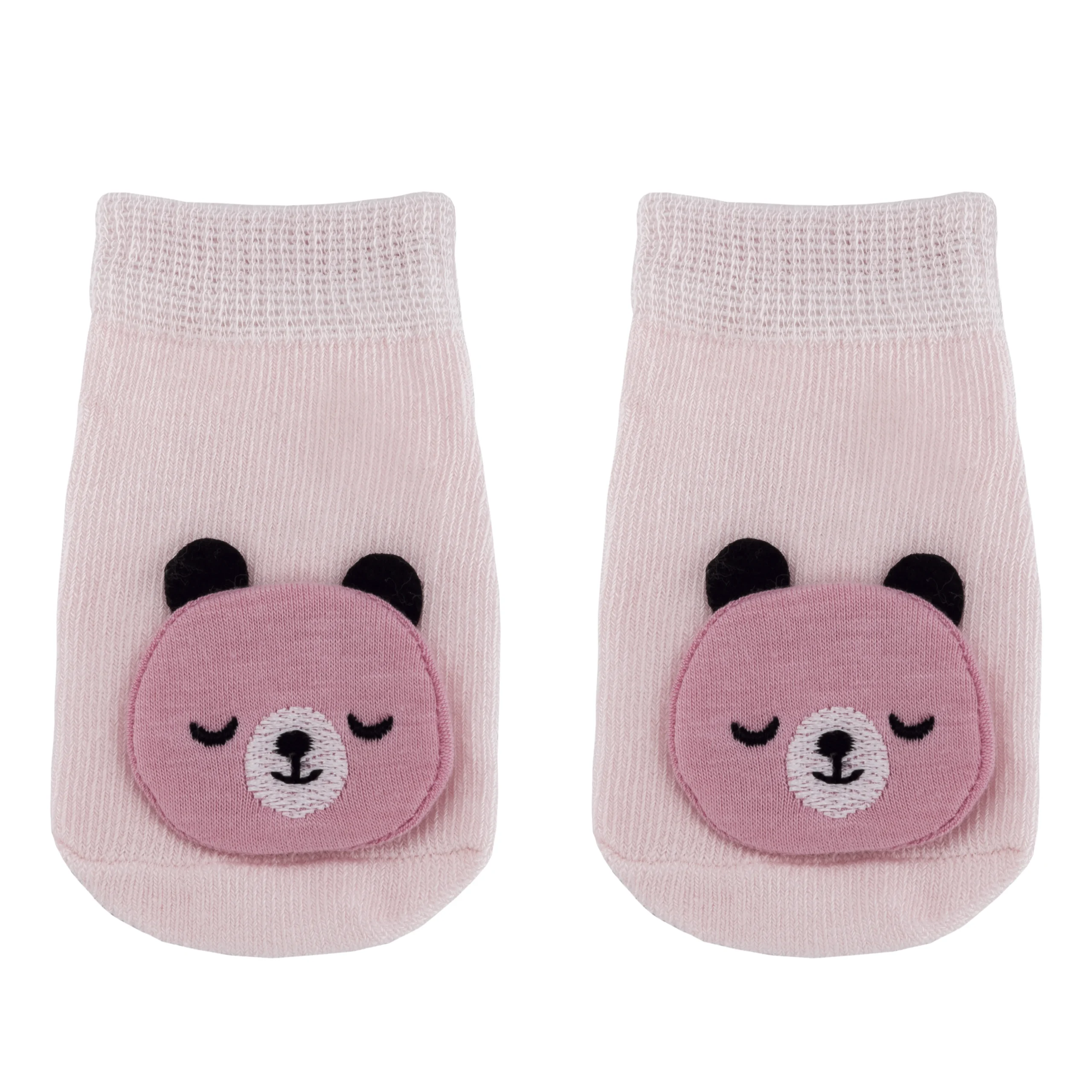 MEIA ANTIDERRAPANTE COM APLIQUE URSO ROSA - PP - 14542 - BUBA