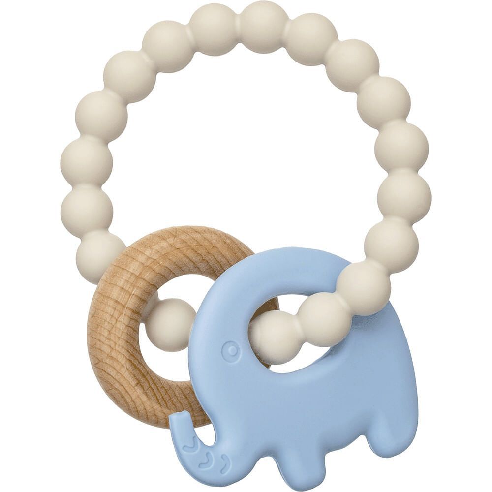 MORDEDOR EM SILICONE E BAMBU ELEFANTE AZUL 18849 - BUBA
