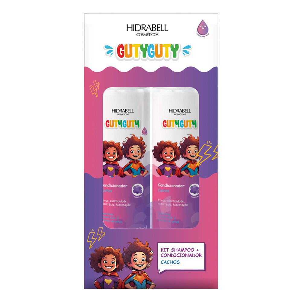 KIT INFANTIL GUTYGUTY CABELOS CACHEADOS UVA - HIDRABELL