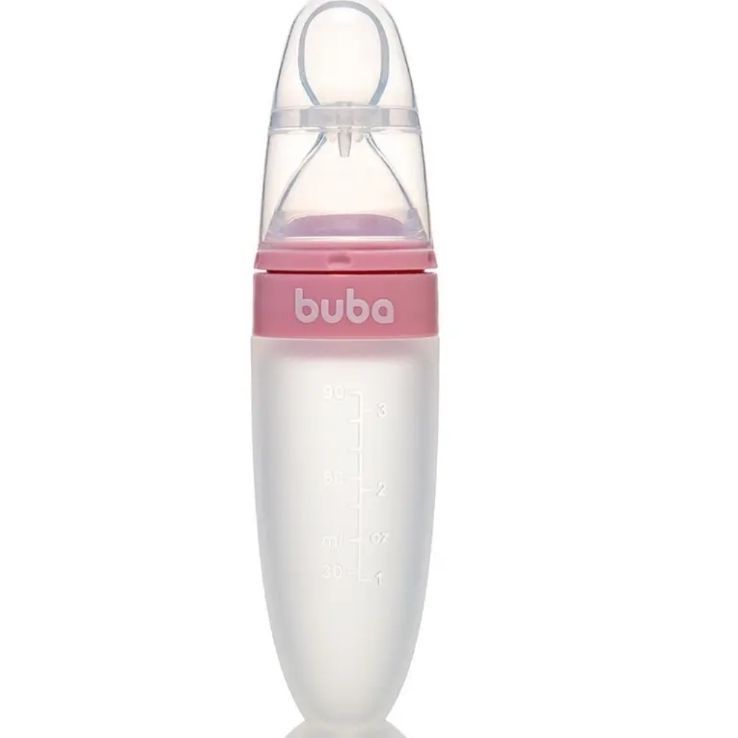 COLHER DOSADORA EM SILICONE COM VENTOSA ROSA - 18880 - BUBA