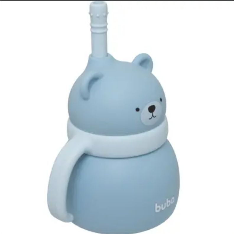 COPO EM SILICONE COM CANUDO URSINHO AZUL 19689 - BUBA