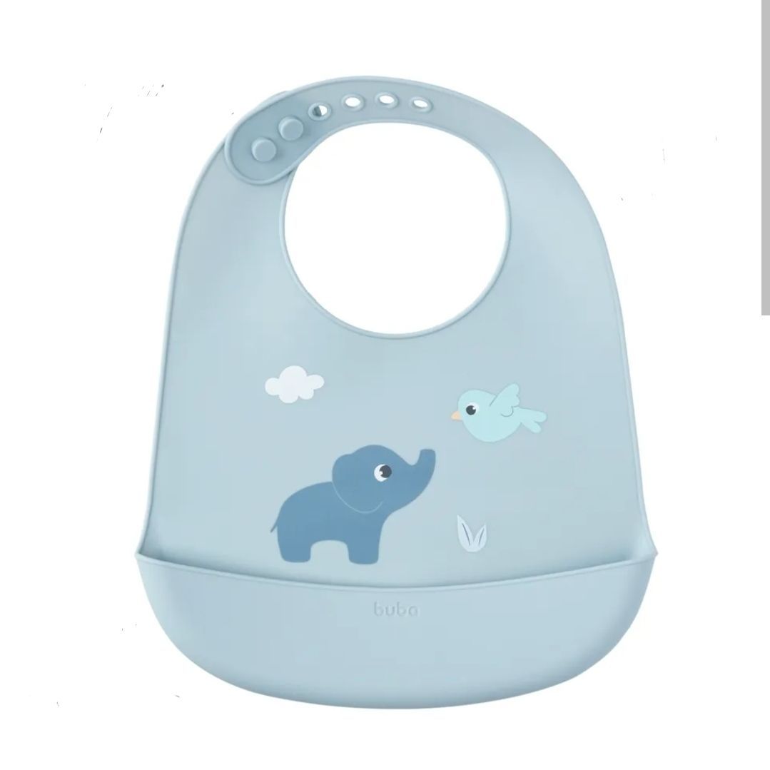 BABADOR EM SILICONE COM PEGA-MIGALHAS AZUL 20885 - BUBA