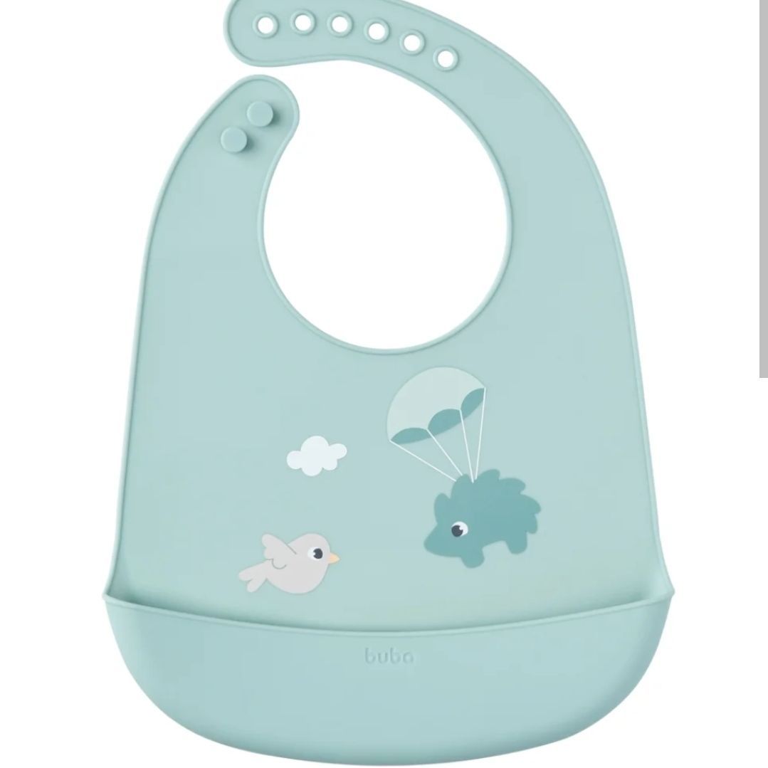 BABADOR EM SILICONE COM PEGA-MIGALHAS VERDE 20887 - BUBA