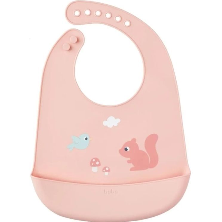 BABADOR EM SILICONE COM PEGA-MIGALHAS ROSA - 20886 - BUBA