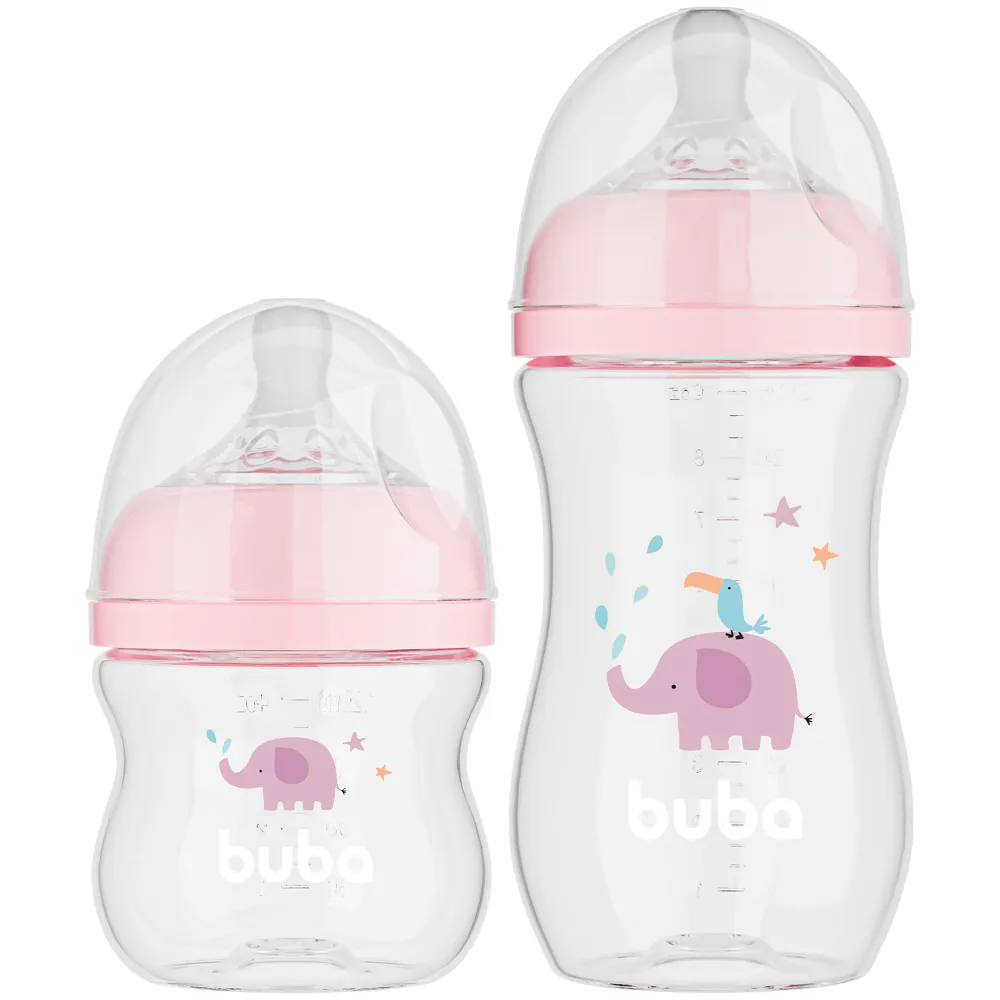 KIT 2 MAMADEIRAS EASY FLOW ELEFANTE ROSA - 20981 - BUBA
