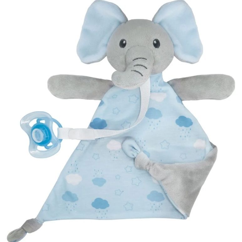 ELEFANTE COM PRENDEDOR DE CHUPETA SONINHO AZUL 14560-BUBA