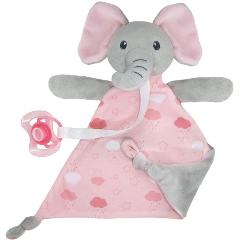 ELEFANTE COM PRENDEDOR DE CHUPETA SONINHO ROSA 14559-BUBA