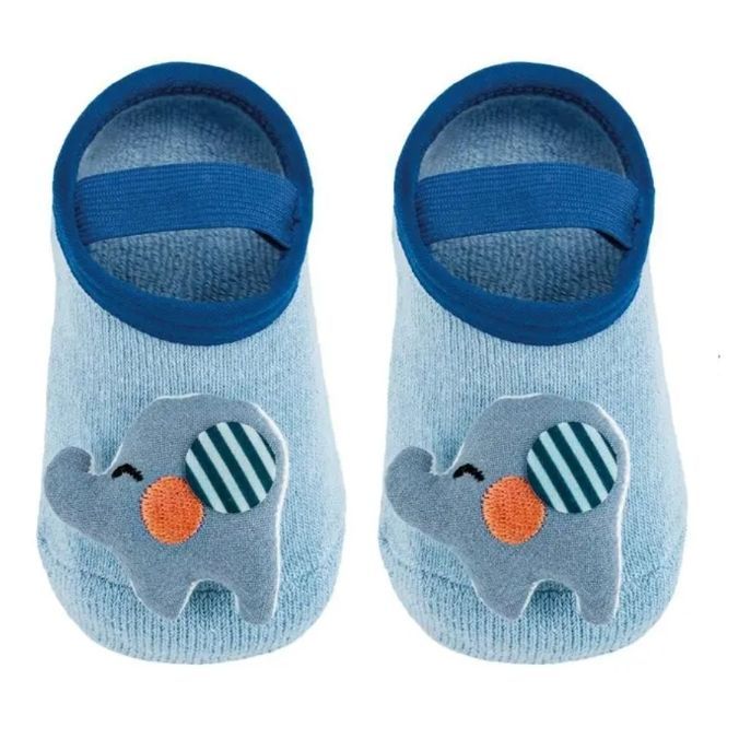 MEIA SAPATILHA COM APLIQUE ELEFANTE AZUL - P 14528-BUBA