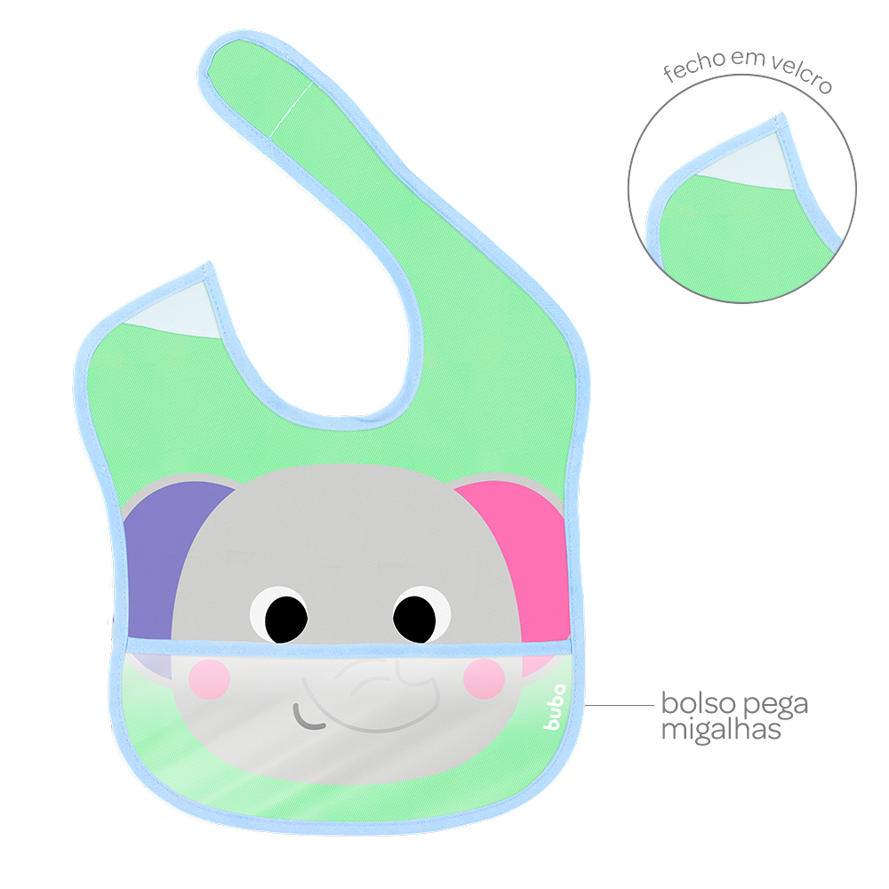 BABADOR COM BOLSO BUBA ZOO ELEFANTE 17077-BUBA